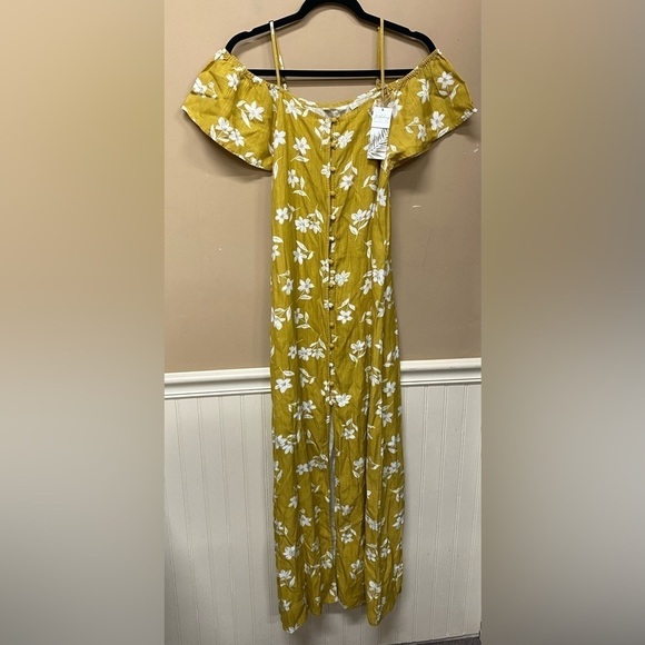 Billabong X Sincerely Jules Shoulder Sway Maxi Dress Size S Yellow Mustard NWT - Picture 1 of 5